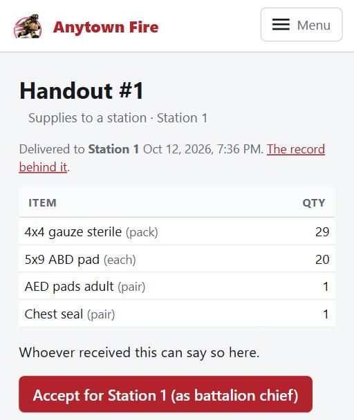 A delivery to a station waiting for the station to confirm it arrived, on a phone